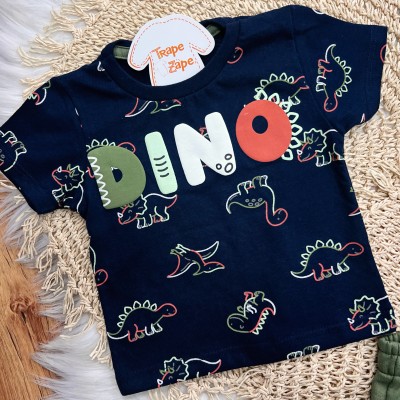 Conj. Camiseta Dino e Bermuda - Marinho